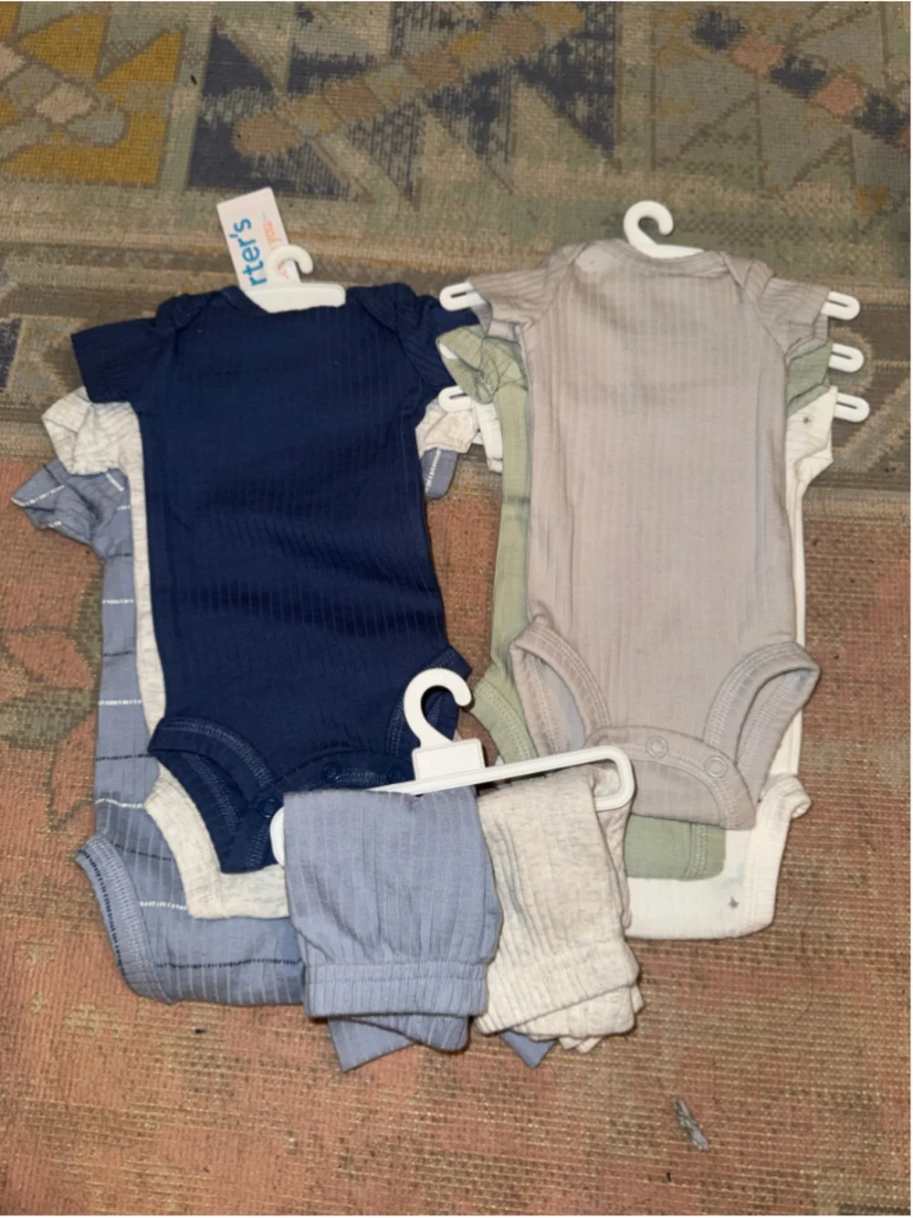 Baby Carter's Bodysuit and Pants Set Preemie Blue White